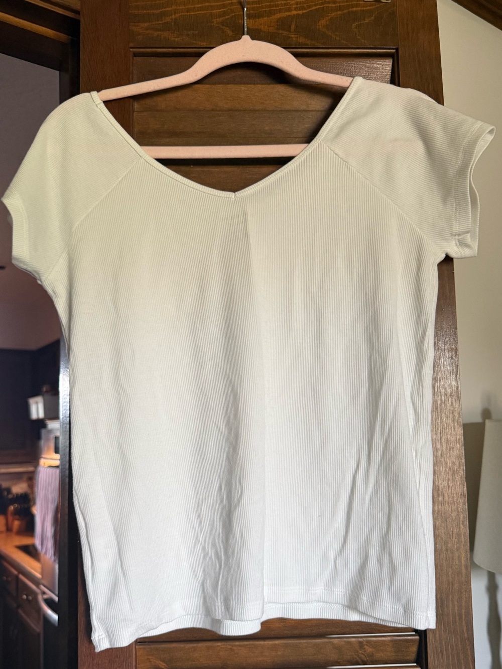 American Eagle double v-neck white ribbed baby tee size xl NWOT